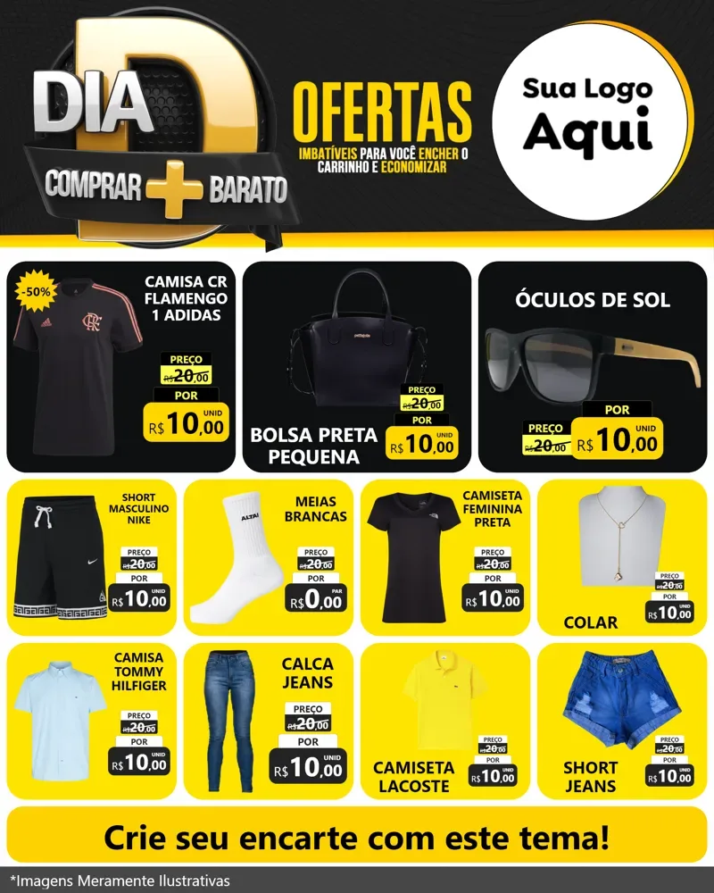Modelo de Rede Social para Feed Instagram com o tema Dia D Mais Economia para Roupas e acessórios