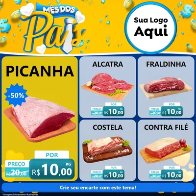 Modelo de Rede Social para Feed Facebook com o tema Mês dos Pais para Açougue