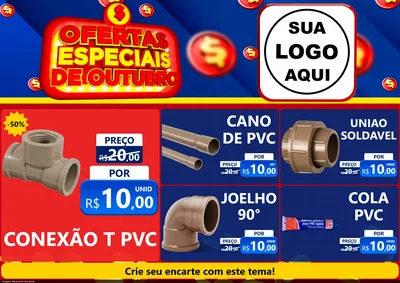 Modelo de Encarte para Encarte A4 Horizontal com o tema Ofertas Especiais de Outubro para Tubos e conexões