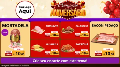 Modelo de TV para TV Horizontal com o tema Promoção de Aniversário para Frios e Laticínios