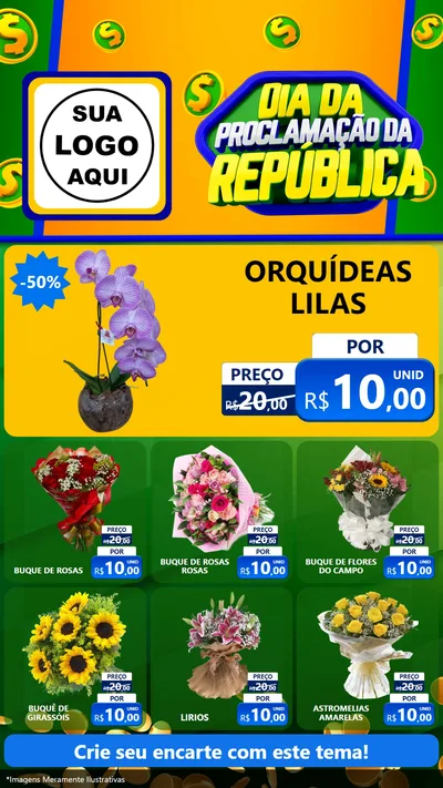 Modelo de Rede Social para Stories com o tema Dia Da Proclamação da República para Floricultura e jardim