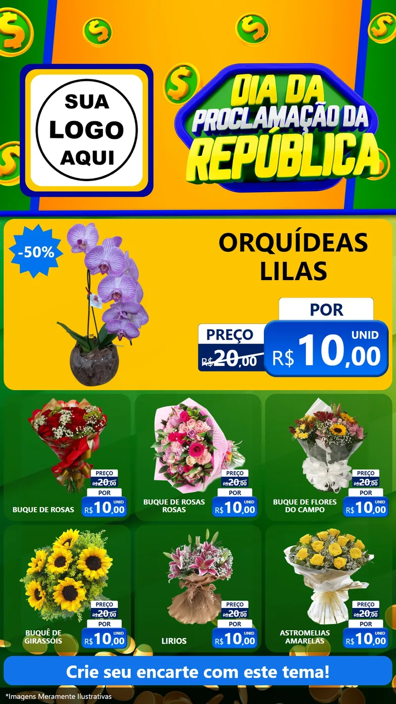 Modelo de Rede Social para Stories com o tema Dia Da Proclamação da República para Floricultura e jardim