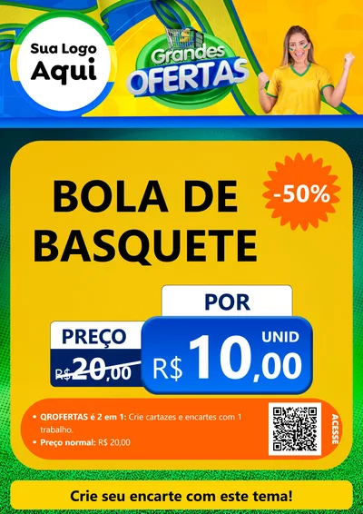 Modelo de Cartaz para Cartaz A4 Vertical com o tema Grandes Ofertas para Artigos Esportivos