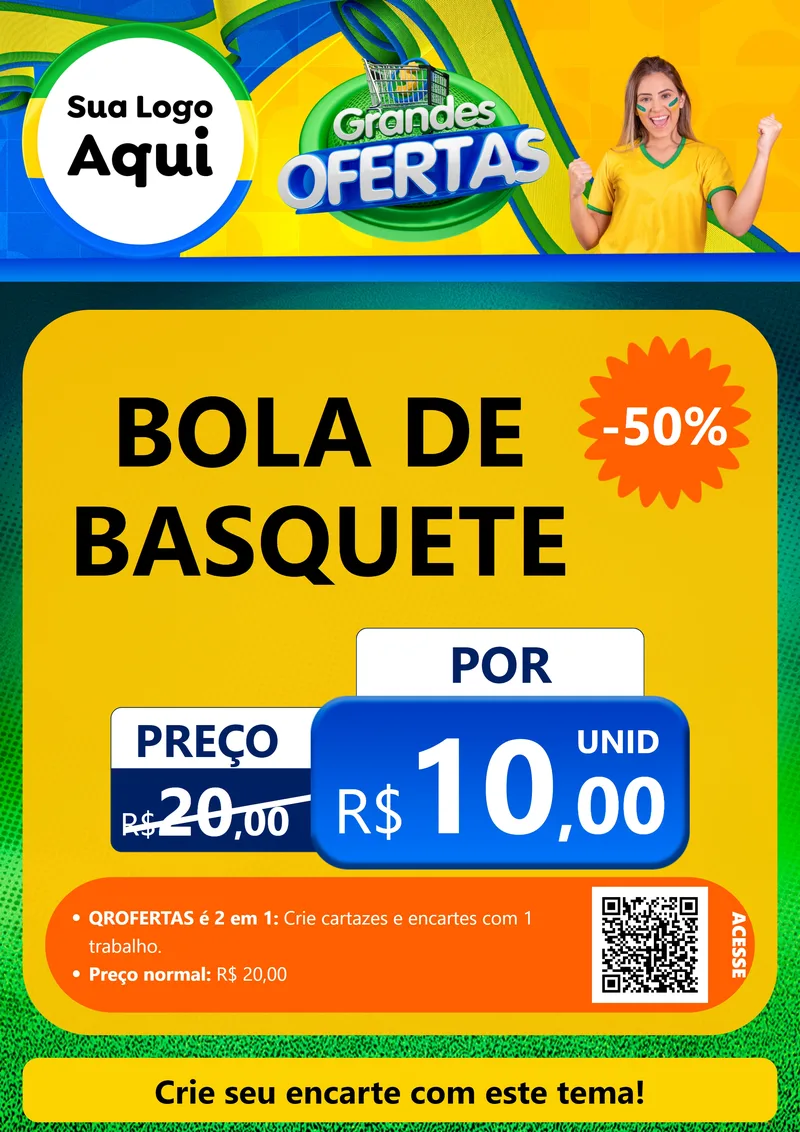 Modelo de Cartaz para Cartaz A4 Vertical com o tema Grandes Ofertas para Artigos Esportivos