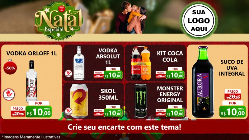 Modelo de TV para TV Horizontal com o tema Natal Especial para Distribuidora de bebidas