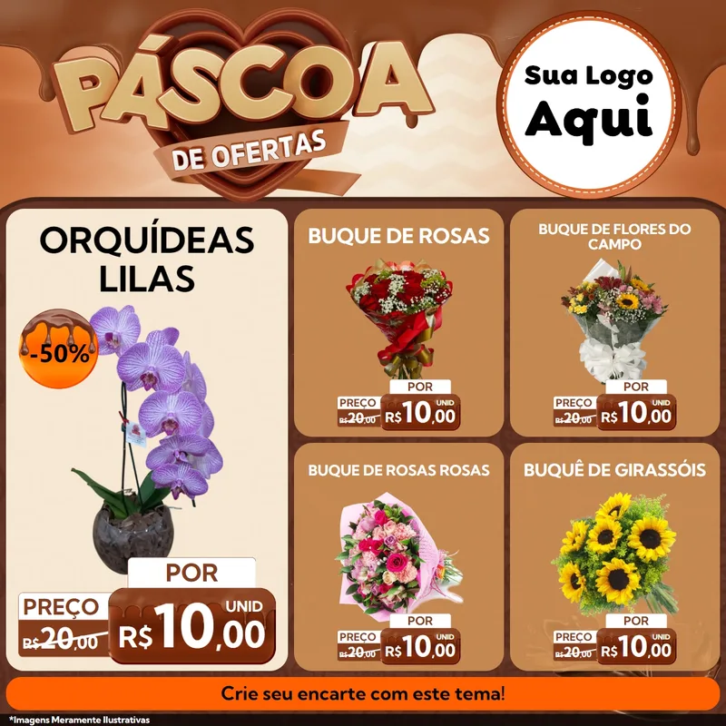 Modelo de Rede Social para Feed Facebook com o tema Páscoa de Ofertas para Floricultura e jardim