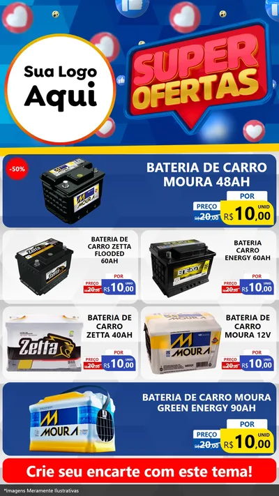 Modelo de TV para TV Vertical com o tema Super Ofertas para Baterias Elétricas