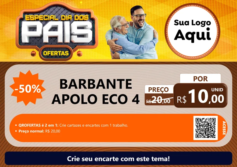 Modelo de Cartaz para Cartaz A4 Horizontal com o tema Especial Dia dos Pais para Armarinho e Aviamentos