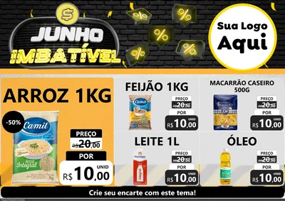 Modelo de Encarte para Encarte A4 Horizontal com o tema Junho Imbatível para Supermercado