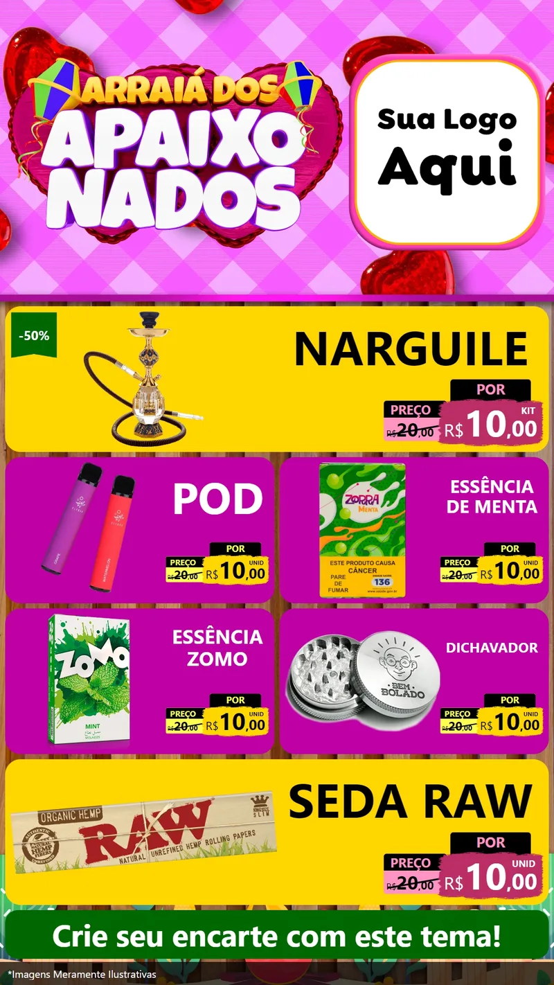 Modelo de TV para TV Vertical com o tema Arraiá dos Apaixonados para Tabacaria
