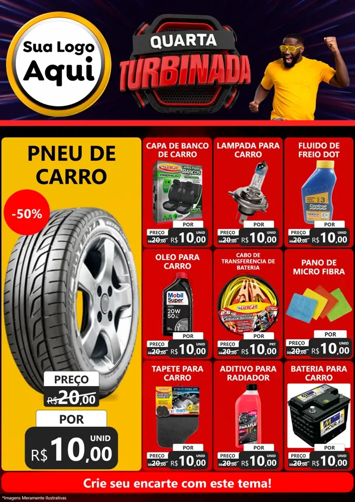 Modelo de Encarte para Encarte A4 Vertical com o tema Quarta Turbinada para Auto peças