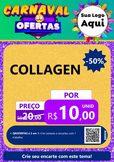 Modelo de Cartaz para Cartaz A4 Vertical com o tema Carnaval de Ofertas para Suplementos alimentares