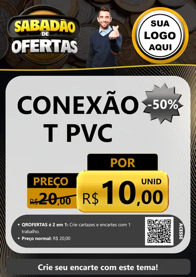 Modelo de Cartaz para Cartaz A4 Vertical com o tema Sabadão de Ofertas para Tubos e conexões