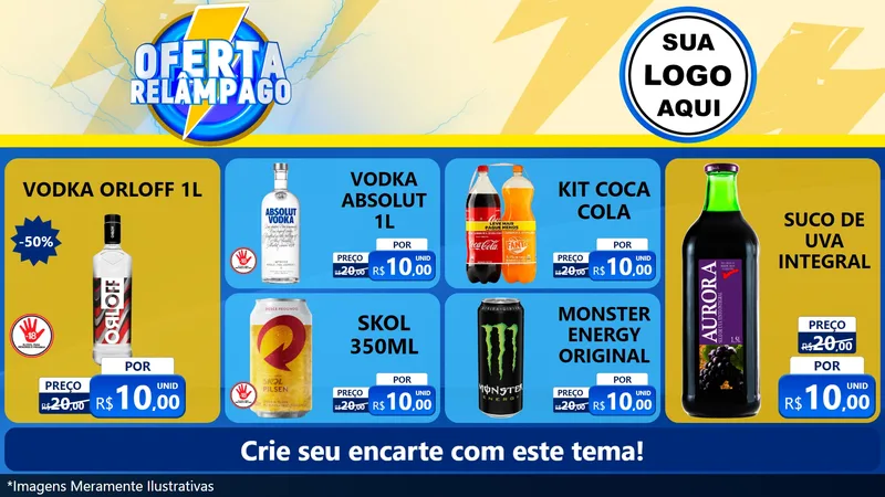 Modelo de TV para TV Horizontal com o tema Oferta Relâmpago para Distribuidora de bebidas