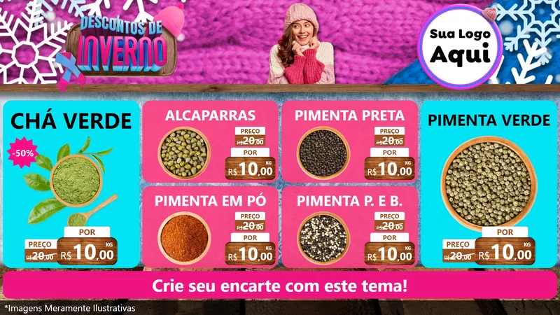 Modelo de TV para TV Horizontal com o tema Descontos de Inverno para Produtos Naturais