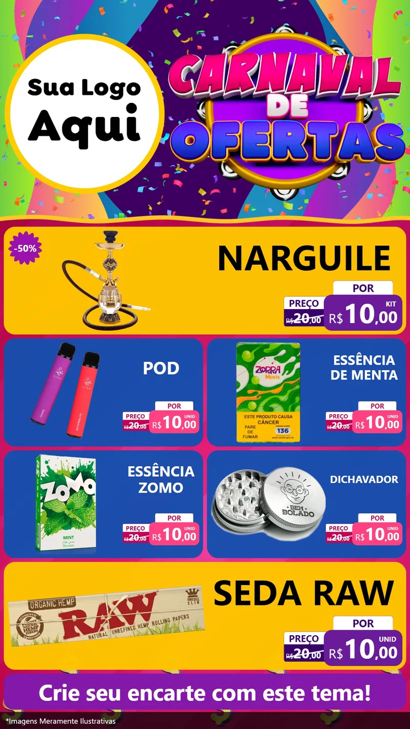 Modelo de TV para TV Vertical com o tema Carnaval de Ofertas para Tabacaria