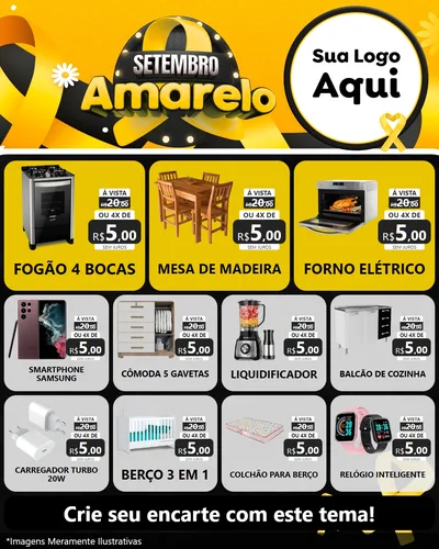 Modelo de Rede Social para Feed Instagram com o tema Setembro Amarelo para Móveis e Eletro