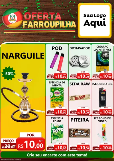 Modelo de Encarte para Encarte A4 Vertical com o tema Oferta Farroupilha para Tabacaria