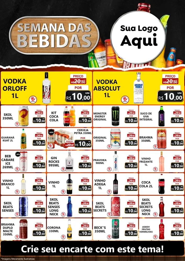 Modelo de Encarte para Encarte A4 Vertical com o tema Semana das Bebidas para Distribuidora de bebidas