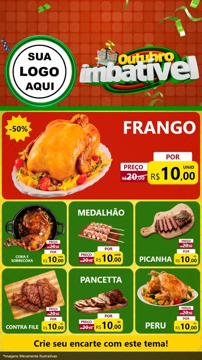 Modelo de Rede Social para Stories com o tema Outubro Imbatível para Assados
