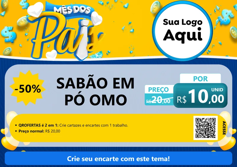 Modelo de Cartaz para Cartaz A4 Horizontal com o tema Mês dos Pais para Produtos de Limpeza