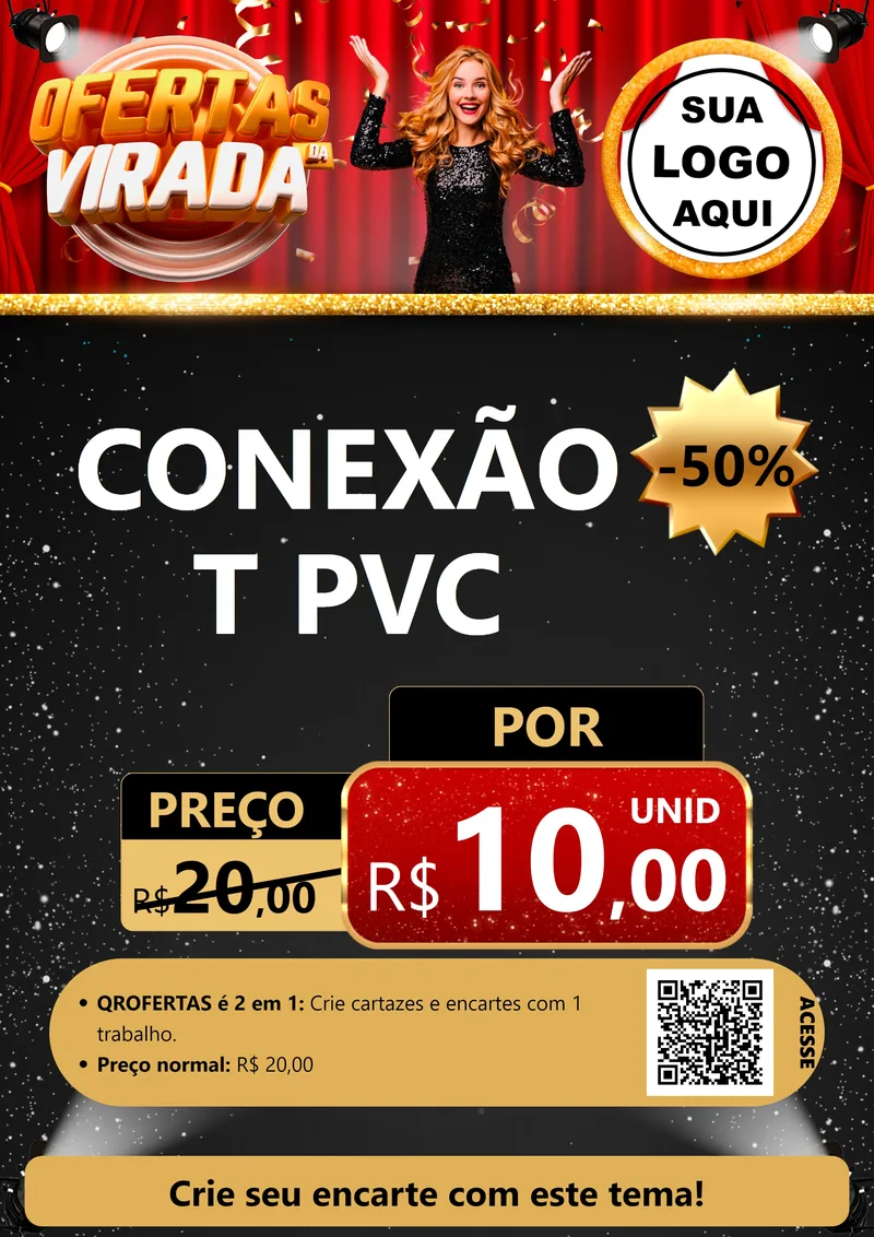 Modelo de Cartaz para Cartaz A4 Vertical com o tema Ofertas da Virada para Tubos e conexões