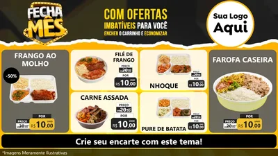 Modelo de TV para TV Horizontal com o tema Fecha Mês para Restaurante