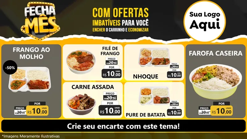 Modelo de TV para TV Horizontal com o tema Fecha Mês para Restaurante