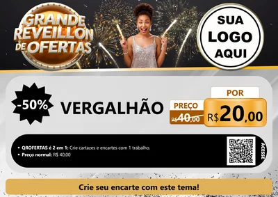 Modelo de Cartaz para Cartaz A4 Horizontal com o tema Grande Réveillon de Ofertas para Ferragens