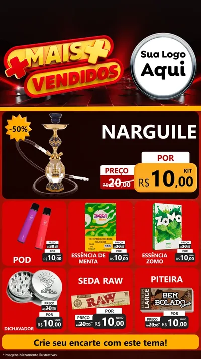 Modelo de Rede Social para Stories com o tema Mais Vendidos para Tabacaria