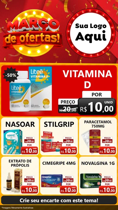 Modelo de Rede Social para Stories com o tema Março de Ofertas! para Farmácia