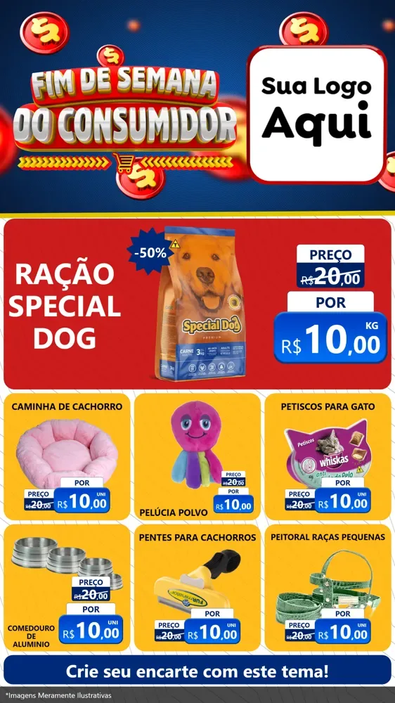Modelo de Rede Social para Stories com o tema Fim de Semana do Consumidor para Pet Shop