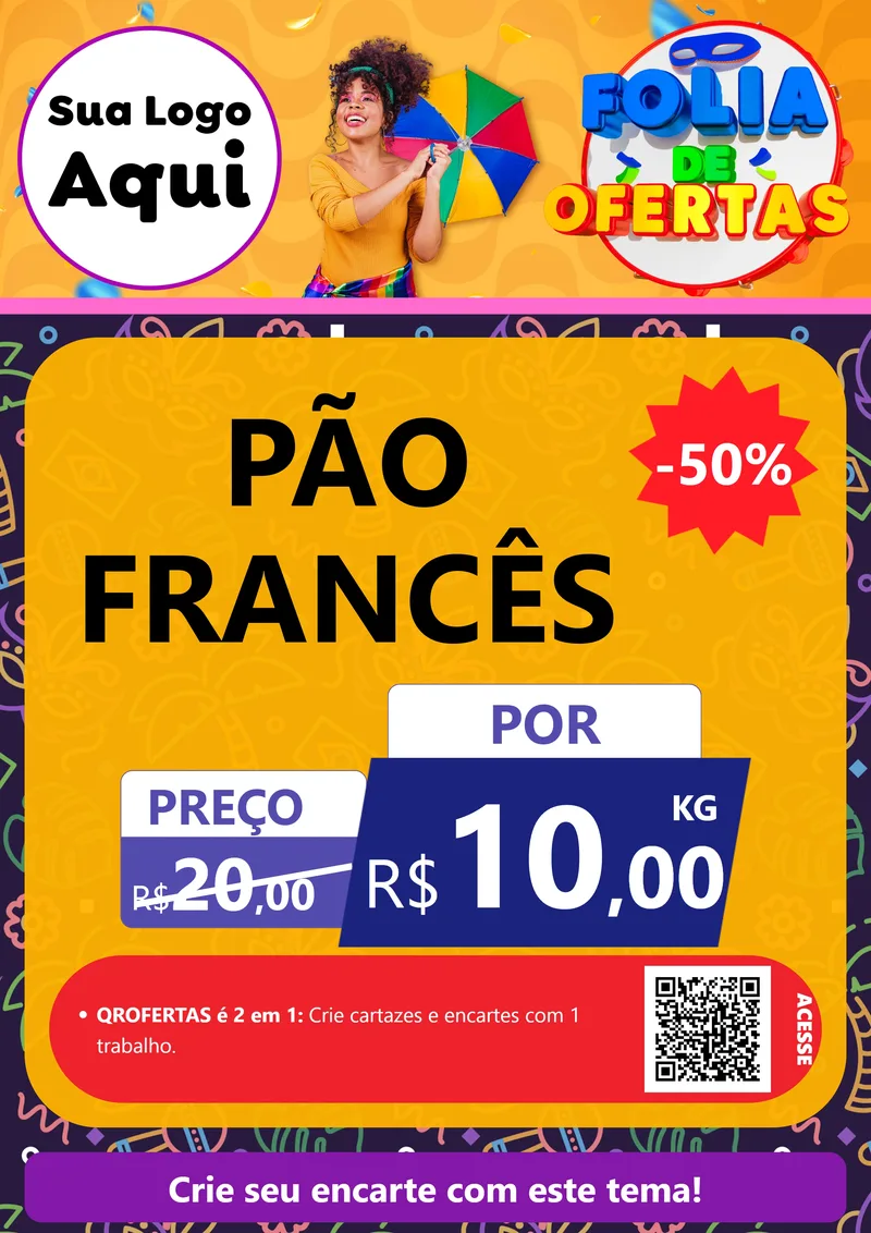 Modelo de Cartaz para Cartaz A4 Vertical com o tema Folia de Ofertas para Padaria