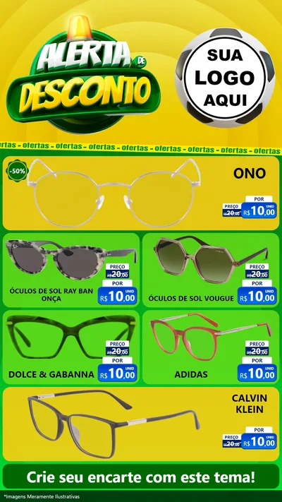 Modelo de TV para TV Vertical com o tema Alerta de Desconto para Óticas
