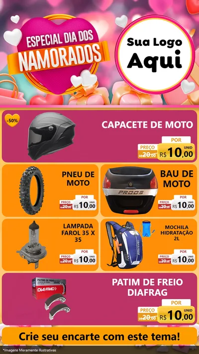 Modelo de TV para TV Vertical com o tema Especial Dia dos Namorados para Moto peças