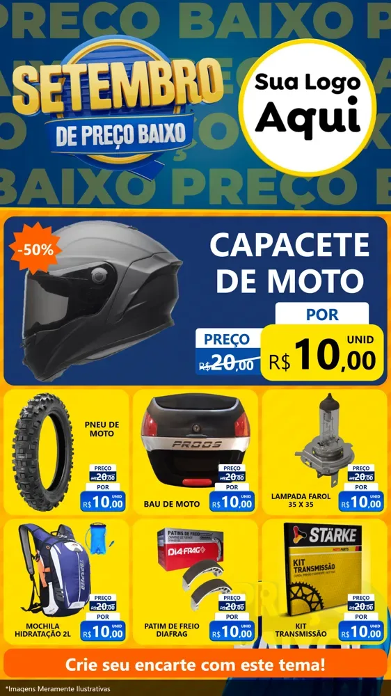Modelo de Rede Social para Stories com o tema Setembro De Preço Baixo para Moto peças