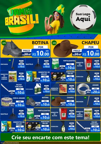 Modelo de Encarte para Encarte A4 Vertical com o tema Vamos Brasil - Copa para Agropecuária