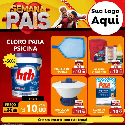Modelo de Rede Social para Feed Facebook com o tema Semana Dos Pais para Produtos para Piscina