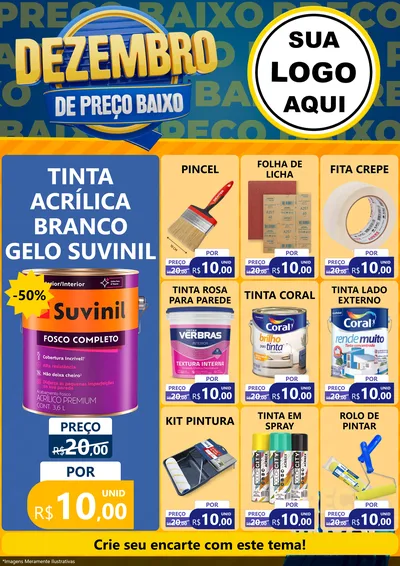 Modelo de Encarte para Encarte A4 Vertical com o tema Dezembro de Preço Baixo para Tintas e Ferramentas