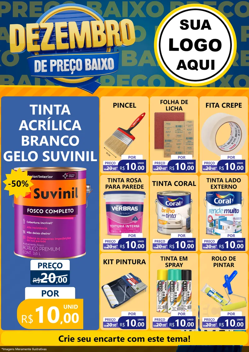 Modelo de Encarte para Encarte A4 Vertical com o tema Dezembro de Preço Baixo para Tintas e Ferramentas