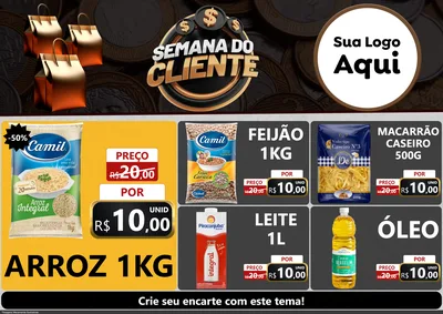 Modelo de Encarte para Encarte A4 Horizontal com o tema Semana do Cliente para Supermercado