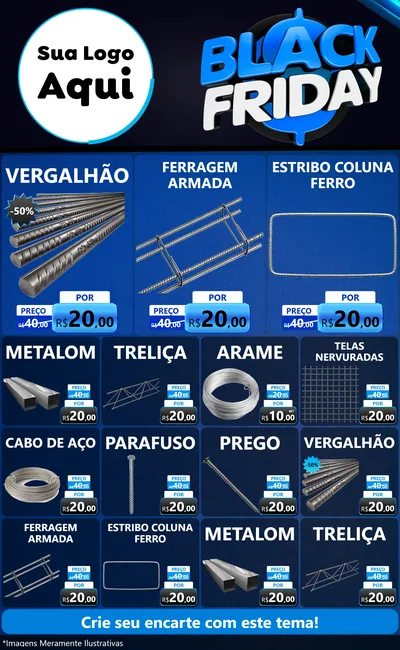 Modelo de Encarte para Encarte Grande com o tema Black Friday para Ferragens