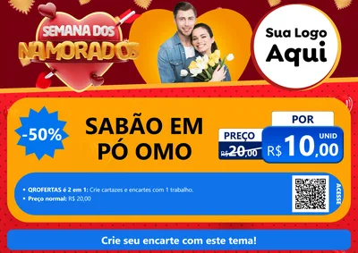 Modelo de Cartaz para Cartaz A4 Horizontal com o tema Semana dos Namorados para Produtos de Limpeza