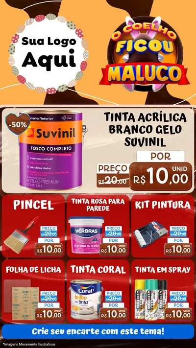 Modelo de Rede Social para Stories com o tema O Coelho Ficou Maluco - Páscoa para Tintas e Ferramentas