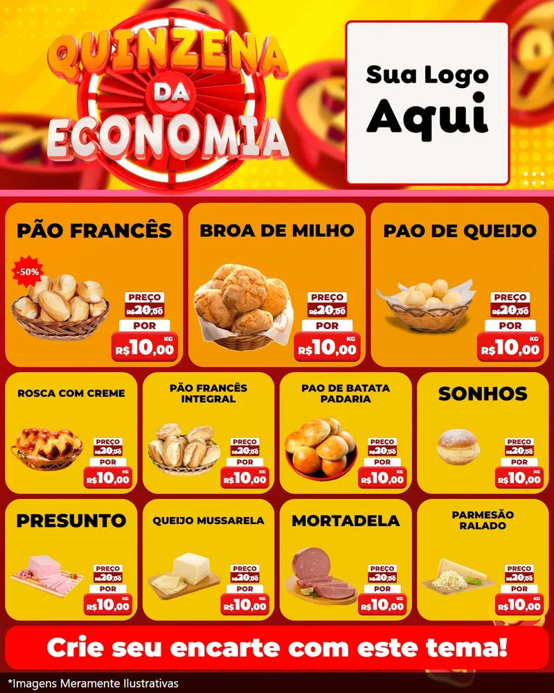 Modelo de Rede Social para Feed Instagram com o tema Quinzena Da Economia para Padaria