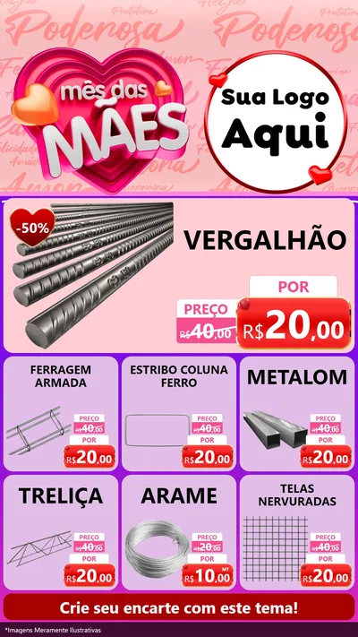 Modelo de Rede Social para Stories com o tema Mês Das Mães para Ferragens