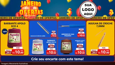 Modelo de TV para TV Horizontal com o tema Janeiro de Ofertas É Aqui! para Armarinho e Aviamentos