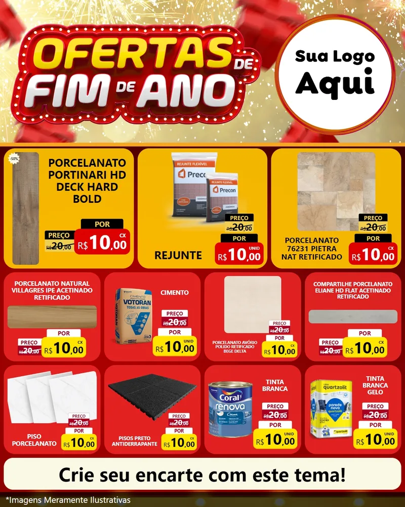 Modelo de Rede Social para Feed Instagram com o tema Ofertas de Fim de Ano para Pisos e revestimentos