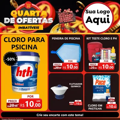 Modelo de Rede Social para Feed Facebook com o tema Quarta de Ofertas Imbatíveis para Produtos para Piscina