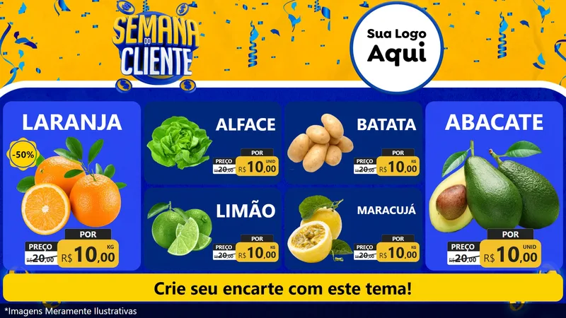 Modelo de TV para TV Horizontal com o tema Semana do Cliente para Hortifrúti